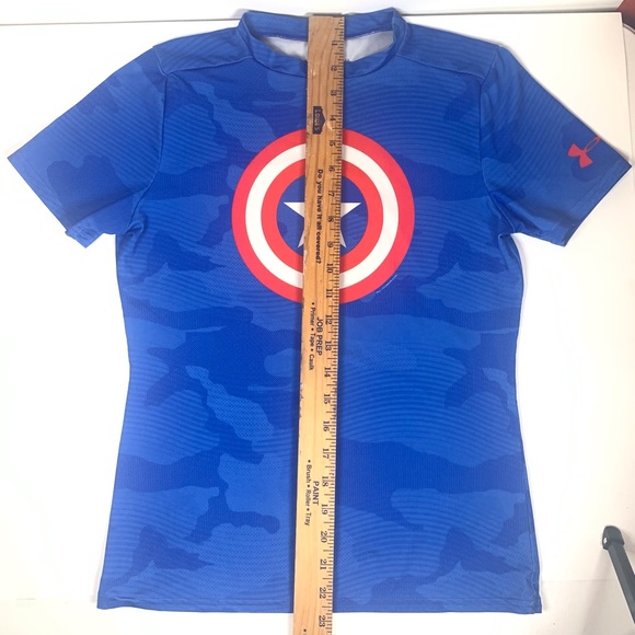Under Armour Captain America Marvel Fitted HeatGear T-Shirt Youth XL, Camouflage - Picture 7 of 9